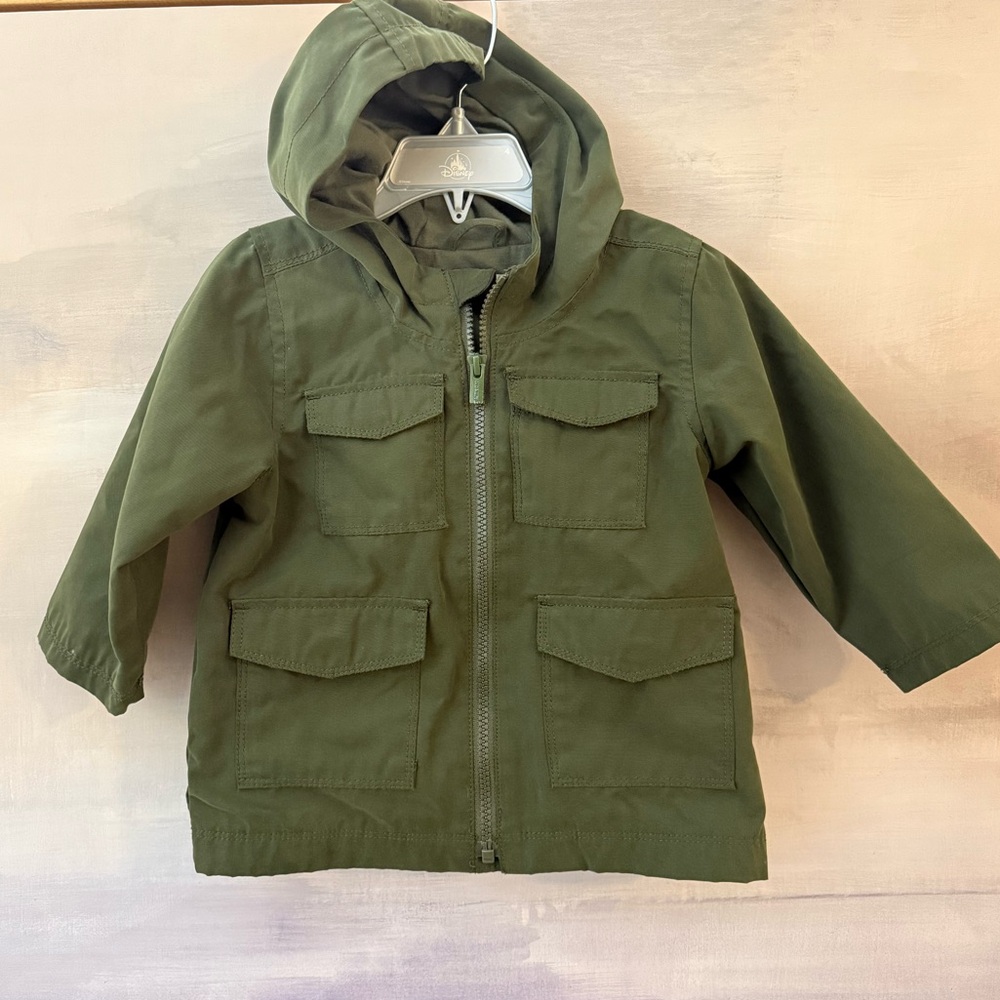 Olive Green Kids Utility Jacket with Hood